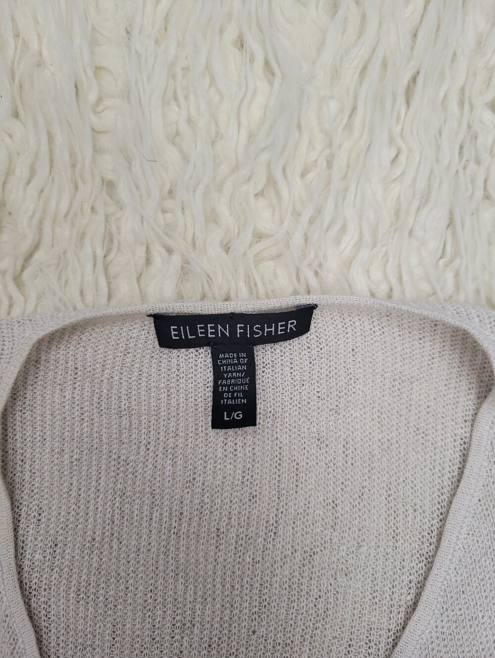 Eileen Fisher Sleeveless Long Open-Front Duster in Light Cream - Picture 3 of 11